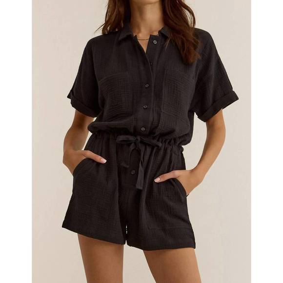 NEW Z SUPPLY lookout gauze romper in black - Picture 1 of 4